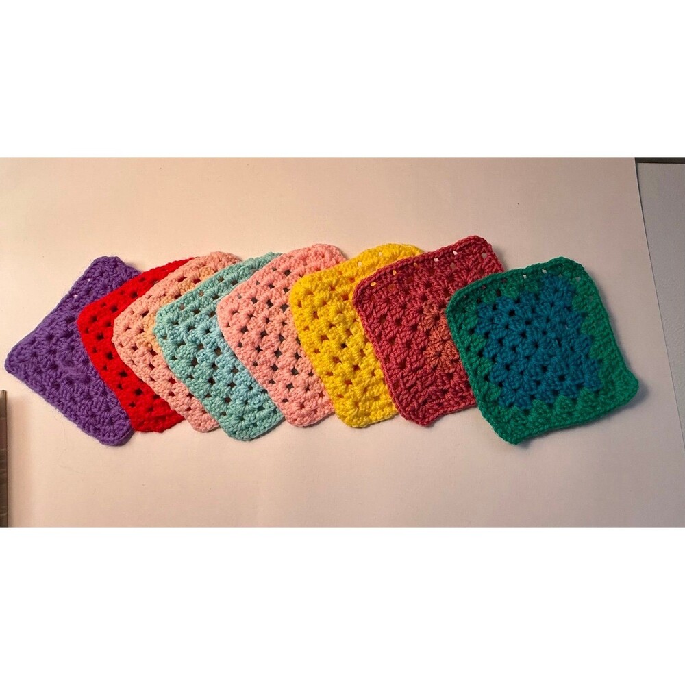 Handmade Crochet Granny Squares Colorful Motif Mix for Blankets Bags